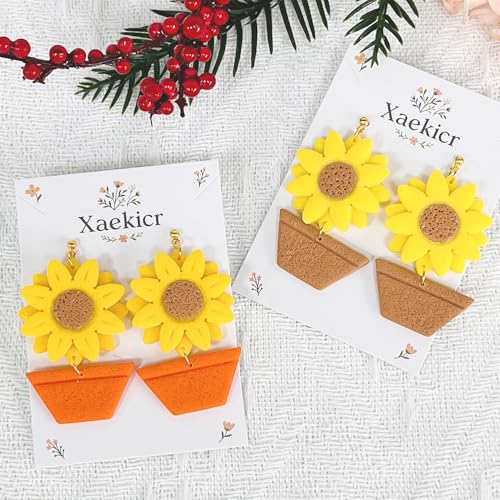 Xaekicr Sunflower Clay Cutters Set – 3PCS Polymer Clay Molds for Earrings, Flower Pot Clay Earring Cutters, DIY Tools for Jewelry Making - color: T color