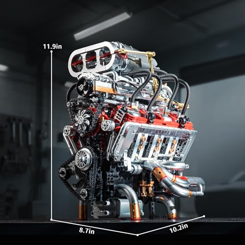 UNCLE BRICK V8 Engine Building Block Set,Mini V8 Engine Kits that Runs,Collectible Set for Adults,Model Engine Gift for Adults,Home or Office Décor Sets for Boys 8-14(2347PCS)