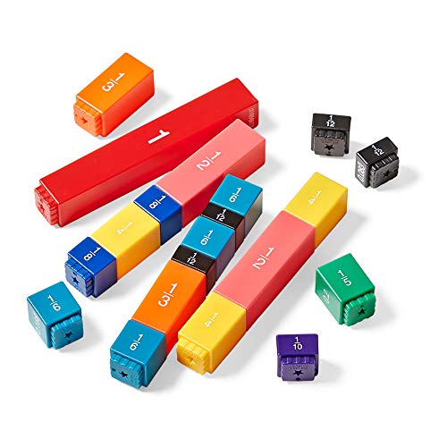 hand2mind Rainbow Fraction Tower Equivalency Cubes, Decimal Fraction Equivalency, Math Blocks, Montessori Math Rods, Fraction Manipulatives, Classroom Manipulatives for Elementary School (51 Pieces) - style: Set of 51