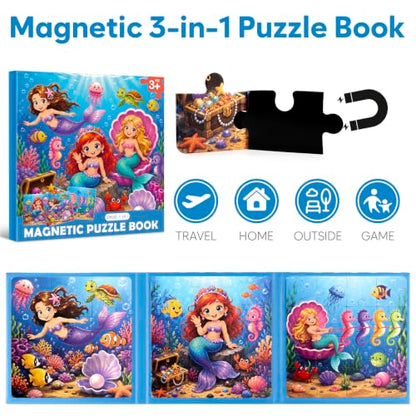 Biarek Mermaid Magnetic Puzzles for Kids 3-5, 37-Piece Travel Set - color: Mermaid - 37 Pieces