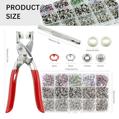 200 Sets Snaps Buttons Fastener Kit Hollow Steel Prong Snaps Buttons with Pliers Press Tool for DIY Crafts Clothes Hats Bags Sewing (Hollow) - style: 200 Sets (Hollow)