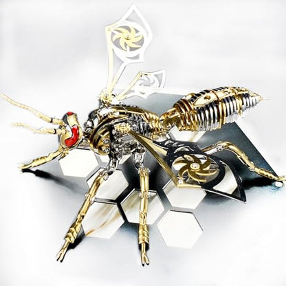 3D Metal Wasp Puzzles for Adults Model Kits Mechanical Puzzle Building Blocks, Difficult DIY Assembly for Men (Metal Wasp-Silver Golden) - style: Metal Wasp-Silver Golden