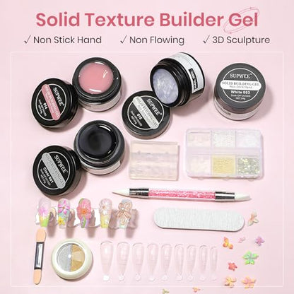 3D Sculpting Gel for Nail Art 3d Gel Nail Art Non Stick Hand - color: Clear, White, Pink, Pearl White