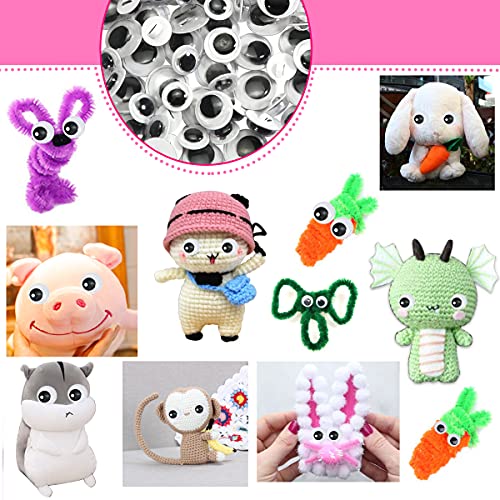 TOAOB 180pcs Sew On Googly Wiggle Eyes Buttons 8mm 10mm 12mm Assorted Sizes Black Round Plastic Eyes for DIY Stuffed Animals Scrapbooking Sewing Crafts
