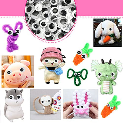 TOAOB 180pcs Sew On Googly Wiggle Eyes Buttons 8mm 10mm 12mm Assorted Sizes Black Round Plastic Eyes for DIY Stuffed Animals Scrapbooking Sewing Crafts