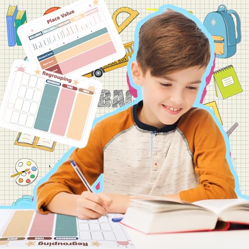 18Pcs Place Value Chart Dry Erase Board Math Manipulatives for Kids - style: Morandi Place Value Charts