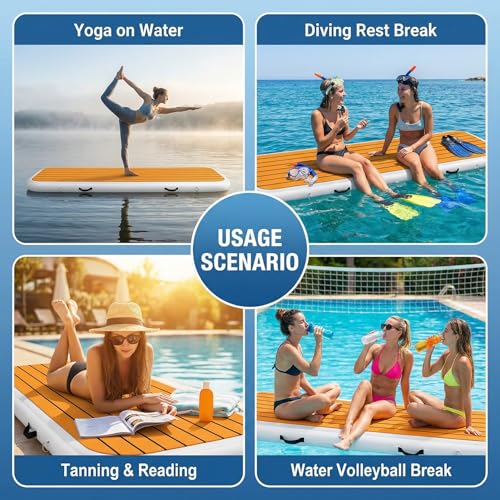6.6 ft Inflatable Gangway for Boats & Yachts, 500 lb Non-Slip EVA Dock-to-Boat Boarding Ramp, Reinforced PVC Floating Walkway with 4 D-Rings, 4 Handles, Pump & Carry Bag - size: 6.6 ft (78.7 in)
