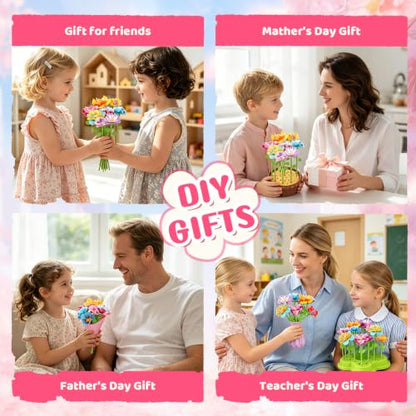FUNZBO Craft for Girls Kids Ages 6-8-12 - Fabric Flower Making Bouquets Kit, Birthday Gifts for Age 3 4 5 6 7 Years Old Girl, Toddler Spring Summer Garden Toy