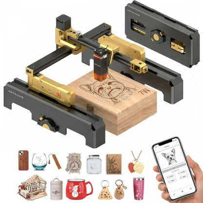 Artilume T1-P Foldable Laser Engraver 7000mW Laser Engraving Machine - color: Gold-7W with Riser Kit