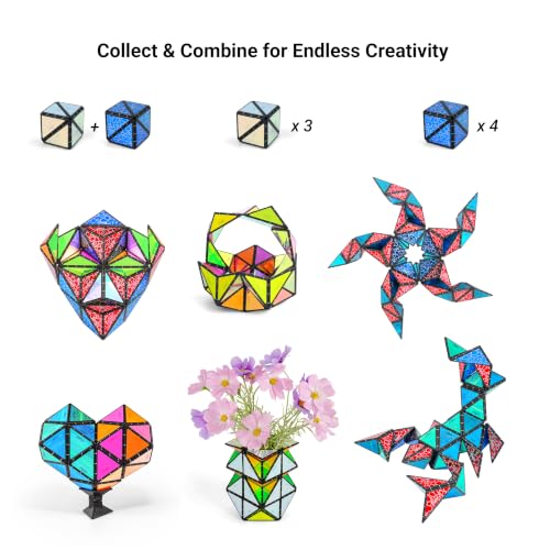 TOSY Magnet Pyramid Glow - 1 Cube Transforms into 1 Billion Shapes, 12 Pieces, 243 Rare Earth Magnets, Glowing, Holographic Design Magnet Tiles Creative Puzzle STEM/STEAM Toy - color: Glow (Set of 1)