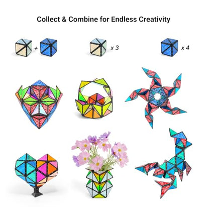 TOSY Magnet Pyramid Glow - 1 Cube Transforms into 1 Billion Shapes, 12 Pieces, 243 Rare Earth Magnets, Glowing, Holographic Design Magnet Tiles Creative Puzzle STEM/STEAM Toy - color: Glow (Set of 1)
