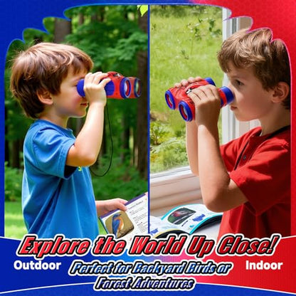 Boy Toys Age 3-12,Binoculars for Kids with Bird Watching Manual&Compass