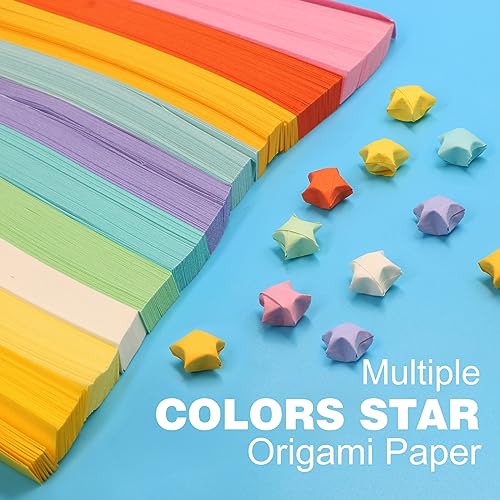 FoDau770 Solid Color Star Paper Strips - 1080 Sheet, 10 Colors - color: Solid Warm Multicolor