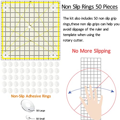 Quilting Rulers, 7 Piece Acrylic Ruler, Fabric Cutting Ruler (12.5"X12.5", 9.5"X9.5", 6"X6", 4.5"X4.5",12"x6.5",9"x3",12"x2"), Sewing & Quilting Templates