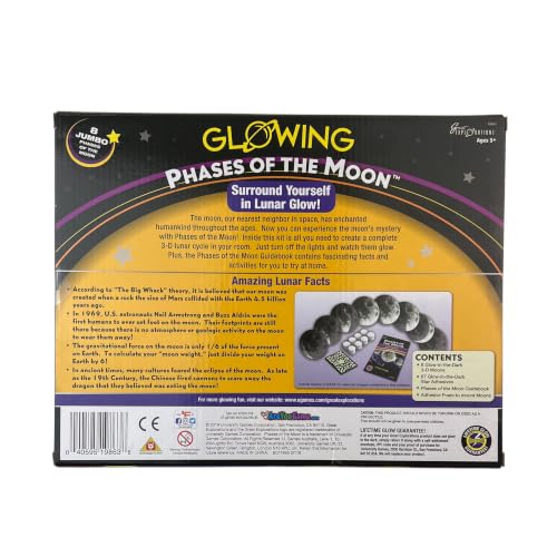 Phases of the Moon Kit with 8 Glow-in-the-Dark 3-D Moons and 67 Glow-in-the-Dark Adhesive Stars with Phases of the Moon Guidebook