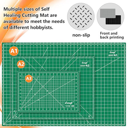 Ecraft 24"x36" Self-Healing Sewing Mat: Large Double Sided Green 5-Ply Hobby Mat, A1 Rotary Cutting Mat for Sewing, Quilting & Fabric Crafts - color: Green, size: 36"L x 24"W