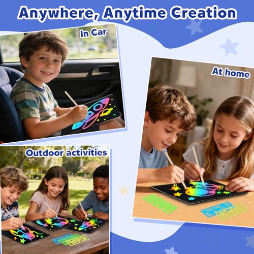 ZMLM Scratch Paper Art-Crafts Gift: 2 Pack Rainbow Notebooks Supplies Toys - color: Starry Blue