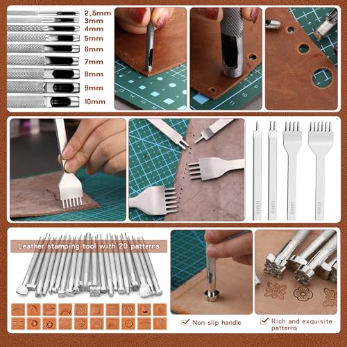 TLKKUE Leather Tooling Kit Leather Craft Tools Leatherworking Kit