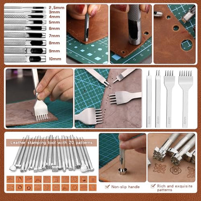 TLKKUE Leather Tooling Kit Leather Craft Tools Leatherworking Kit