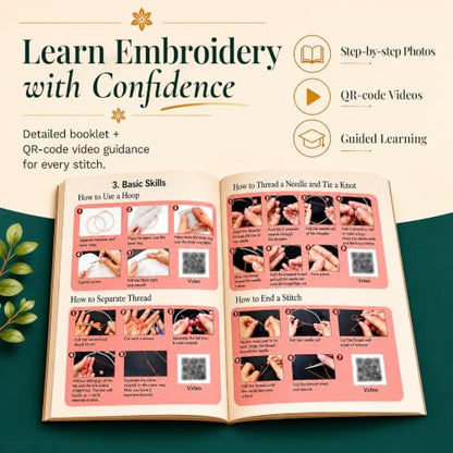 Bradove Beginner Embroidery Kit for Adults and Kids - color: Stitches Practice-C