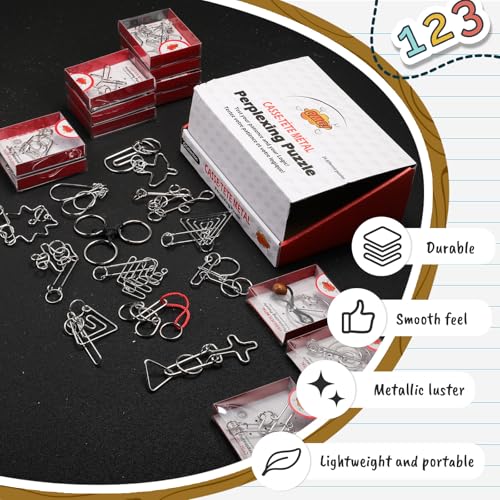 24 Packs Metal Bulk IQ Wire Metal Puzzles,Red,Classic Styles - color: Red, style: Unique Styles