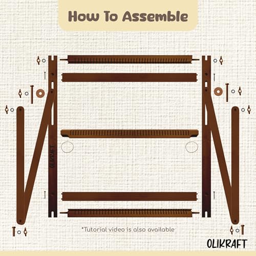 Olikraft Wooden Weaving Loom, Adjustable Stand (Large, Brown Beech) - color: Brown Beech, size: Large