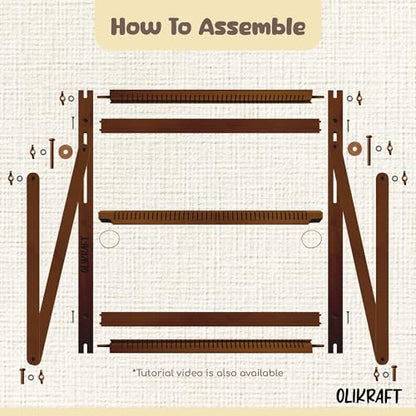 Olikraft Wooden Weaving Loom, Adjustable Stand (Large, Brown Beech) - color: Brown Beech, size: Large