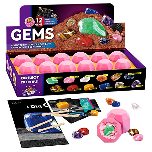 Gem Mining Kit, 12 Crytal Rock with Tools, STEM Toy 6-12 - color: Gemstone Dig Kit