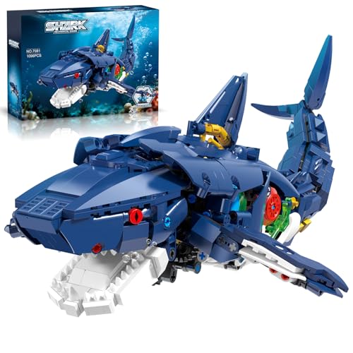 Mechanical Shark Building Set with Crank Gear - color: Shark
