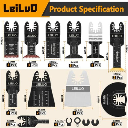 LEILUO 158Pcs Multitool Blades Kit, Oscillating Tool Blades & Saw Blades
