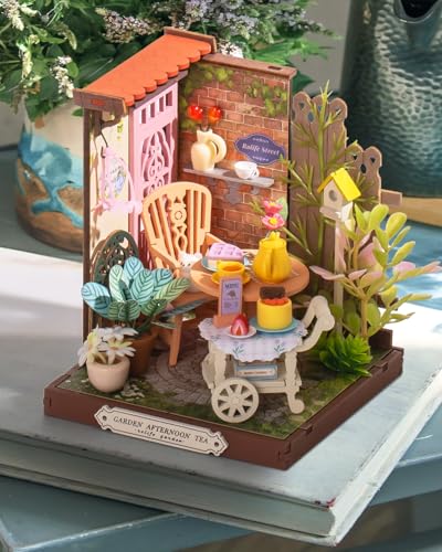 Rolife DIY Mini Building House Miniature Kit-Fancy Tea Yard, Miniature Lifestyle Mini Bookshelf Decoration, DIY Hobbies/Gifts for Craftsman (Fancy Tea Yard) - style: DS - Fancy Tea Yard