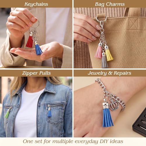 BESARME 695Pcs Keychain Making Kit with Rings, Clasps and Charms - color: Silver（695PCS）