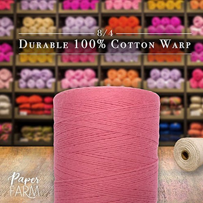 100% Cotton Loom Warp Thread (Rose), 8/4 Warp Yarn (800 Yards), Perfect for Weaving: Carpet, Tapestry, Rug, Blanket or Pattern - Warping Thread for Any Loom - color: Rose