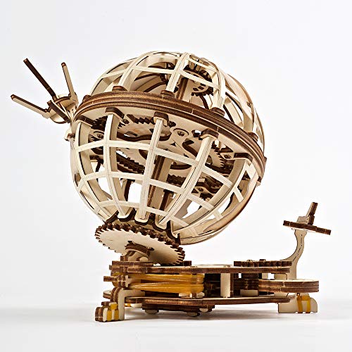 UGEARS Globe 3D Wooden Puzzles for Adults - Wooden Model Kits for Adults Brain Teaser Puzzles Models for Adult to Build Mechanical Models Educational World Globes Puzzle Hobby Set