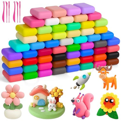 Ainiv Air Dry Clay Kit, 60 Colors DIY Model Magic Clay for Kids - color: 60 Colors