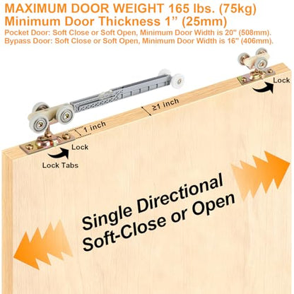 Sliding Pocket Door Single Direction Soft Close Rollers Kit - size: 1060-Single Direction Soft Operation