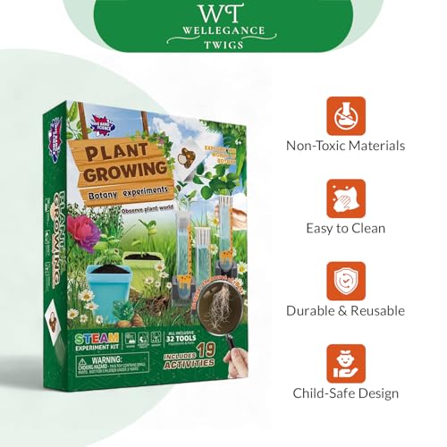 Plant Growing Science Kit for Kids - 19 Botany Experiments with Hydroponic Growing, Root Science & Transpiration - STEM Gardening Gift for Boys & Girls - Birthday Gift Ages 8, 9, 10, 11, 12