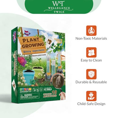 Plant Growing Science Kit for Kids - 19 Botany Experiments with Hydroponic Growing, Root Science & Transpiration - STEM Gardening Gift for Boys & Girls - Birthday Gift Ages 8, 9, 10, 11, 12