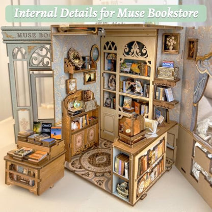 Fsolis Book Nook Kit - 3D Wooden Puzzles for Adults (Muse Bookstore) - color: Muse Bookstore