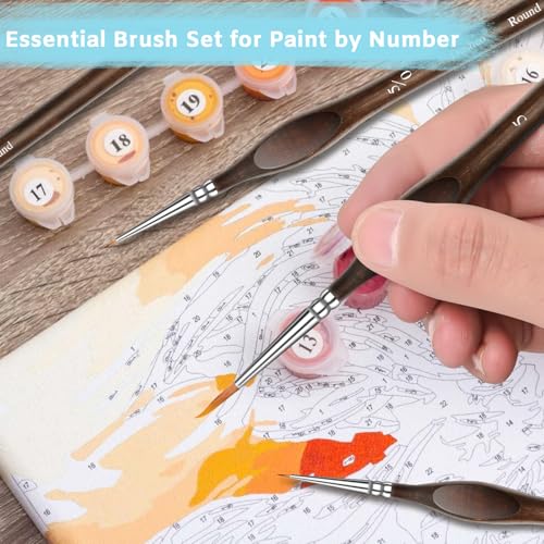 Detail Paint Brushes Set, 8 pcs Miniature Brushes for Fine Detailing - color: Brown