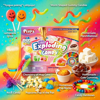 Playz Edible Exploding Candy Making Kit for Kids Age 8-12, 29+ Fun Science - style: Exploding Candy