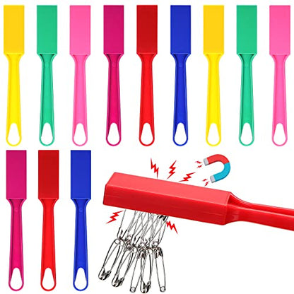 Honoson Magnet Wands for Kids Classroom Educational Learning Kits Rainbow Magnetic Wand Bulk 8 Inch Preschool Science Experiment Tools Learning Toys Bingo Games, 6 Colors (12 Pcs)
