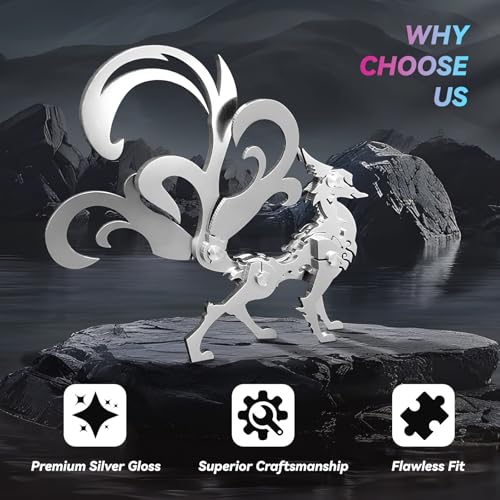 FILASLFT 3D Metal Puzzles for Adults,Model Kit Little NineTailed Fox - color: A6-little Nine Tailed Fox-silvery