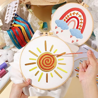 Yinder 5 Set Embroidery Kit for Beginner Starter Kit, Rainbow - style: Rainbow