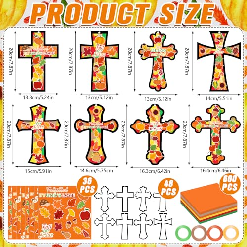 DoubleFill 48 Pcs Fall for Jesus Suncatchers Craft, Christian Fall Crafts - style: Fall for Jesus