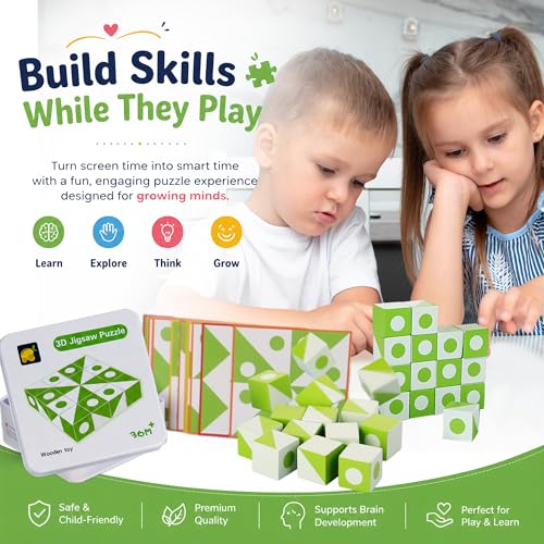 STEM Puzzle Toy – Digital Building Blocks Counting Learning Toddler Toys, Montessori Cube Puzzle for Educational Logical Thinking & Imagination, Sensory Travel Gift for 3,4,5,6,7 Years Kids