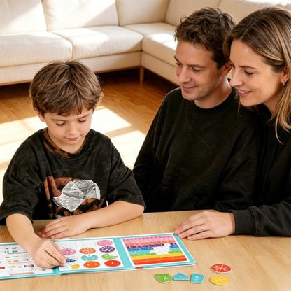 Magnetic Fraction Educational Set, 164Pcs Montessori Math Manipulatives, Fraction Tiles & Circles Set with Dry-Erase Board, Teaching Aid for Middle School & Adult Learners