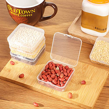 SATINIOR 48 Packs Clear Small Plastic Containers Transparent Storage Box with Hinged Lid for Small Items Crafts Jewelry (2.52 x 2.52 x 0.79 Inches) - size: 2.52 x 2.52 x 0.79 in