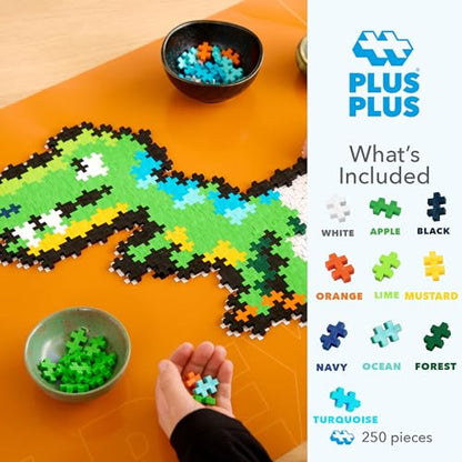 Plus Plus Puzzle By Number, T-Rex - 250 Piece Dinosaur Building Block Set - style: T-Rex
