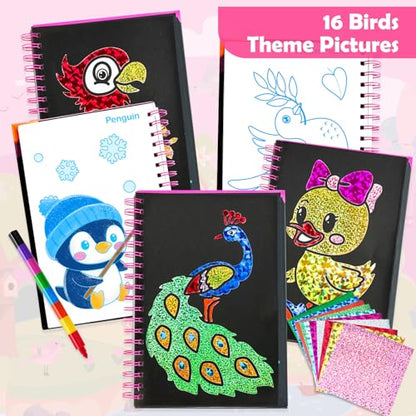 FUNNYB&G Foil Art Craft Kit for Kids, Sparkly Birthday Gift Toy for Girls - style: Birds